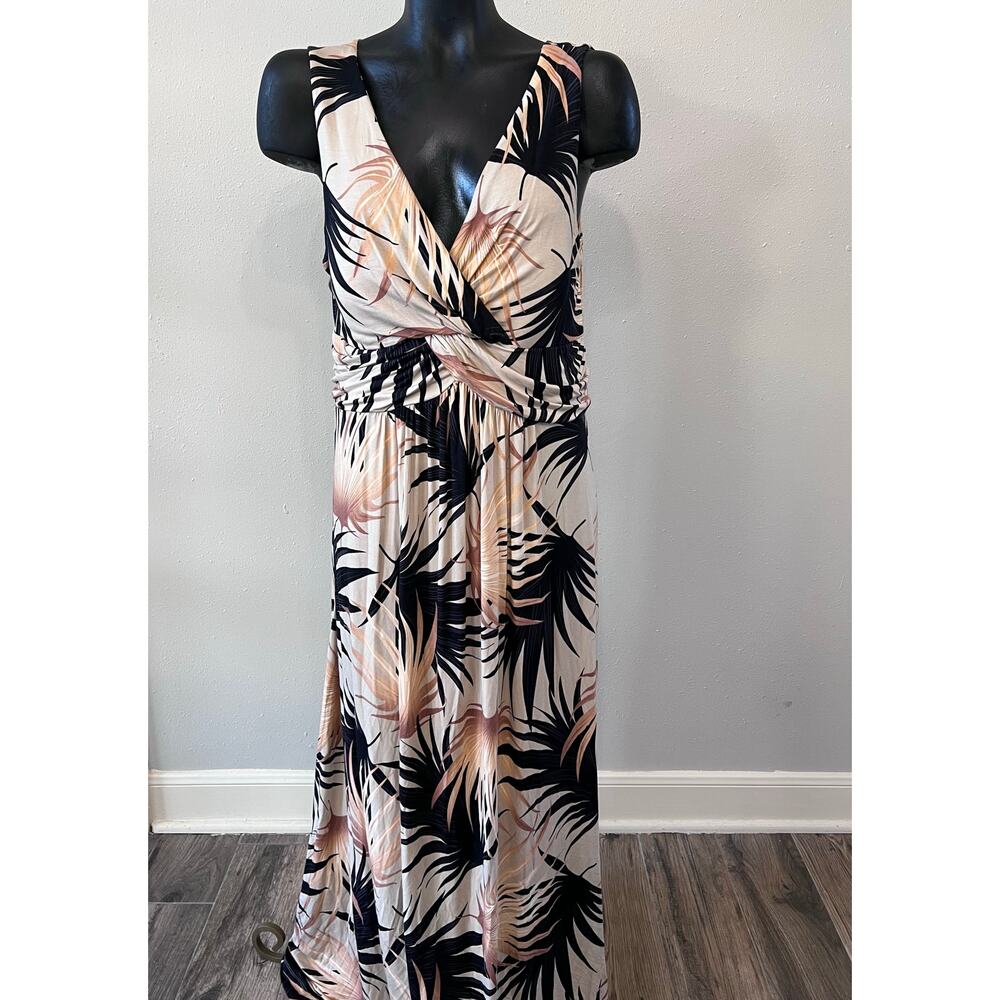 Soft Surroundings Maxi Dress Sleeveless Pastel Tropical Beach Vacation Women’s L